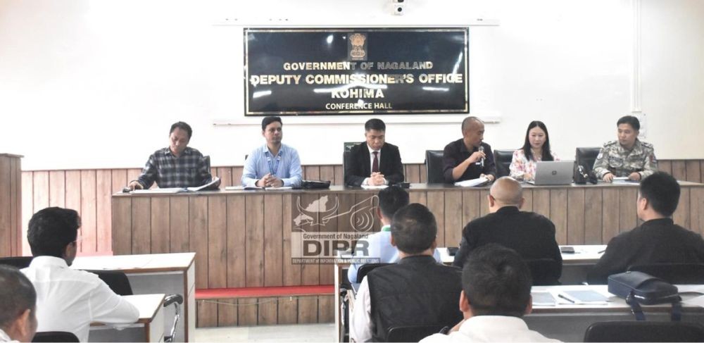 DC Kohima B Henok Buchem chairing the DCC & DLSC meeting held in Kohima on June 25. (DIPR Photo)